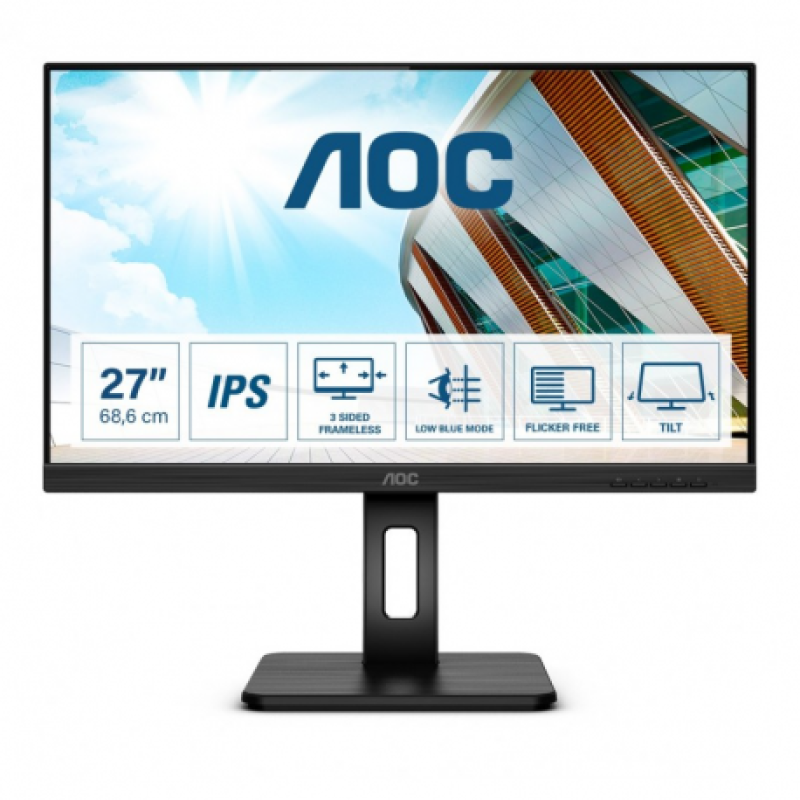 AOC MONITOR 27'' LED IPS FHD 75HZ PRETO