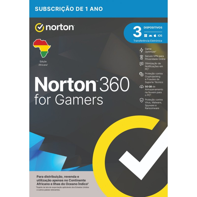 NORTON ANTIVIRUS 360 PARA GAMERS 50GB 1-UTILIZADOR 3-DISPOSITIVOS WRT DRMKEY FTP