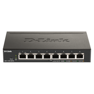 DLINK SWITCH DE 8 PORTAS SMART 10/100/1000 POE 64W POWER BUDGET